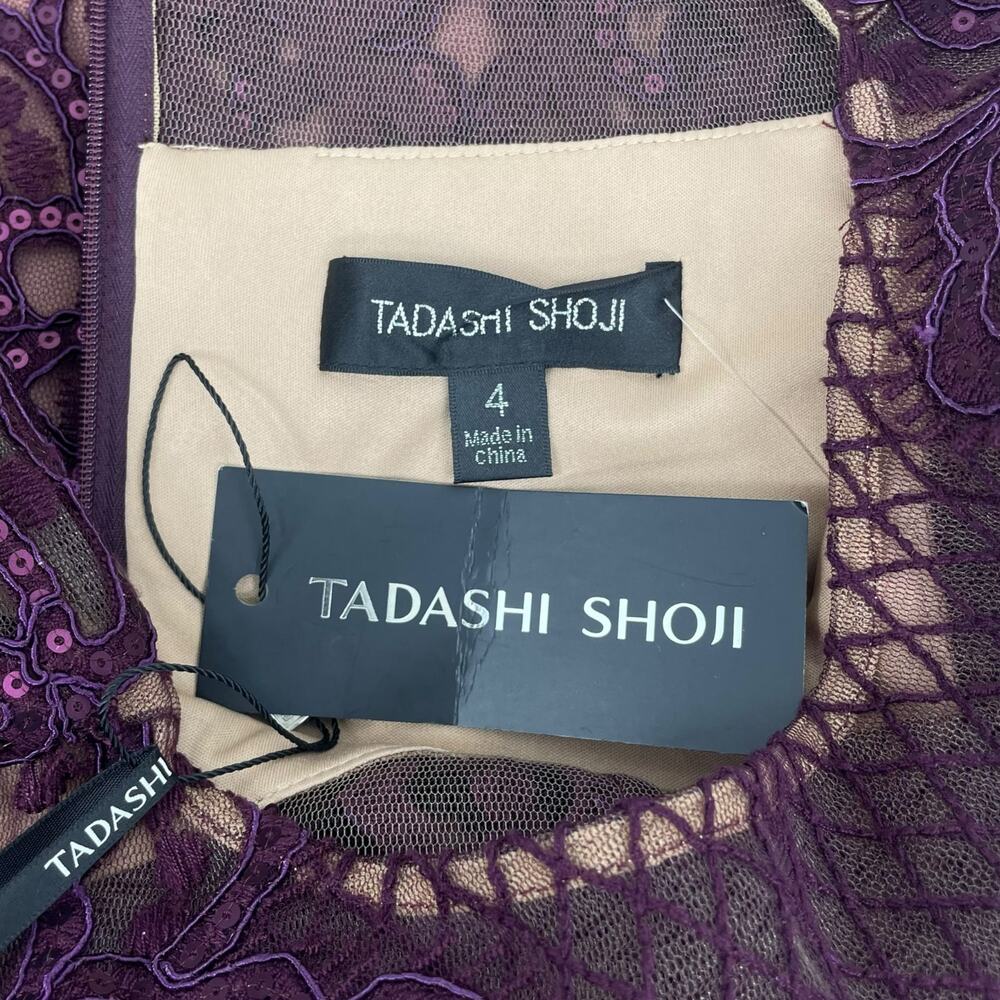 Tadashi Shoji Miranda Sequin Embroider Cocktail Dress Mulberry Size 4 - Picture 10 of 11